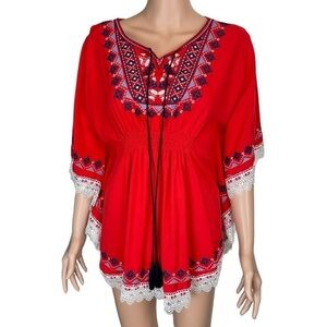 Embroidered Loose Peasant Blouse